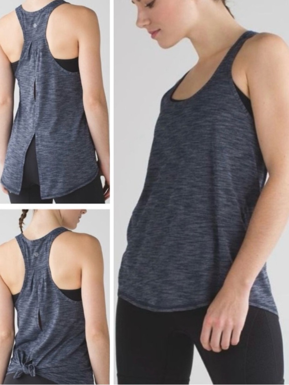 LULULEMON Salute the Sun Charcoal Grey Black Racerback Tank Top w Vented Back